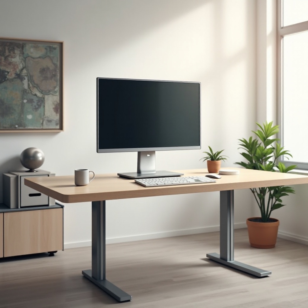 電視在站立式書桌上的電腦